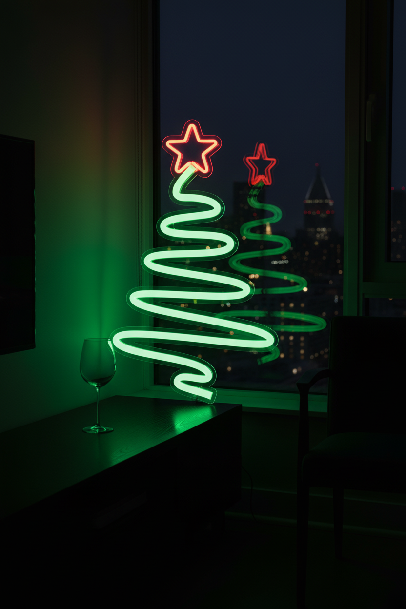 Neon Christmas Tree Light with Star