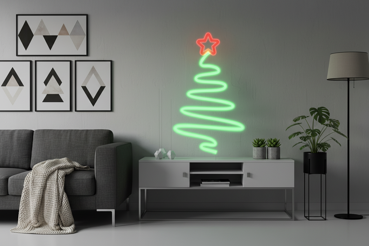 Neon Christmas Tree Light with Star